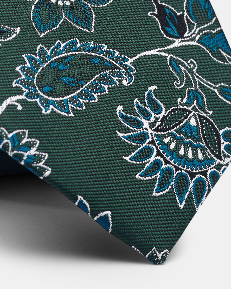Coltano Slim Paisley Floral Silk Tie, Green, hi-res